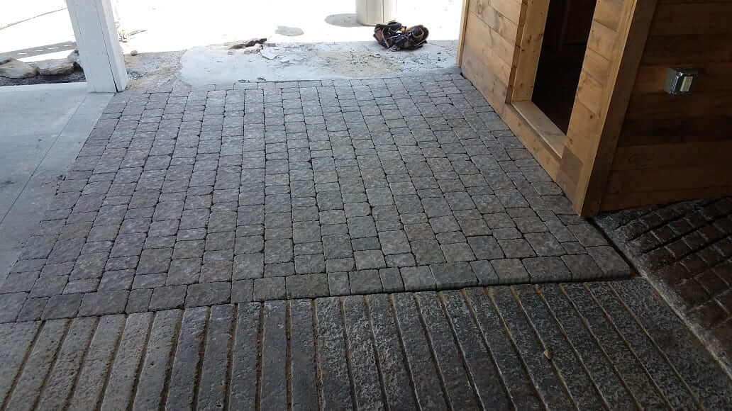 Newly installed stone paver bricks in Gorham Maine